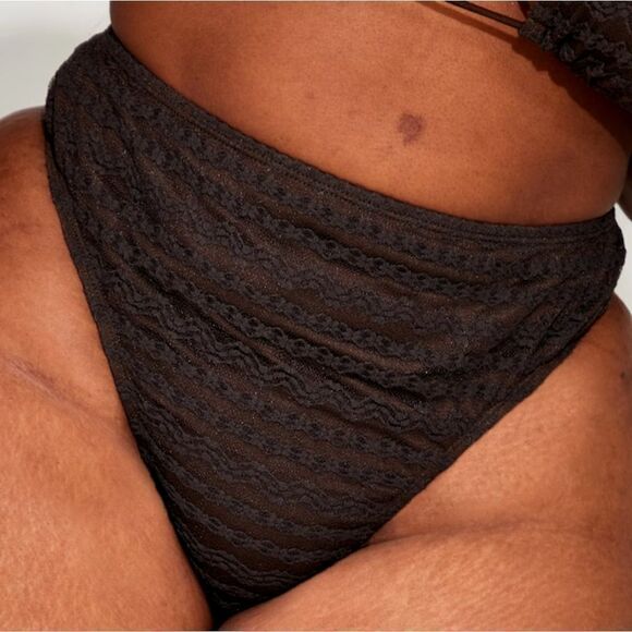 PrettyLittleThing Plus Chocolate Lace Mesh Bikini Bottom Size 12 Brown NWT and i - Picture 5 of 8